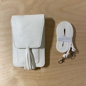 K. Carroll White Leather Crossbody RFID Protected Wallet (GL)